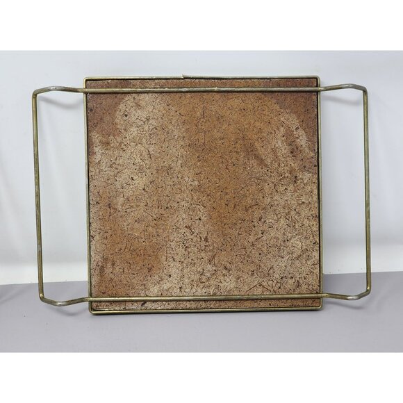 Vintage Mosaic Tile‎ Hot Plate Trivets With Brass Handles 2 White & Blue Design - Picture 5 of 11